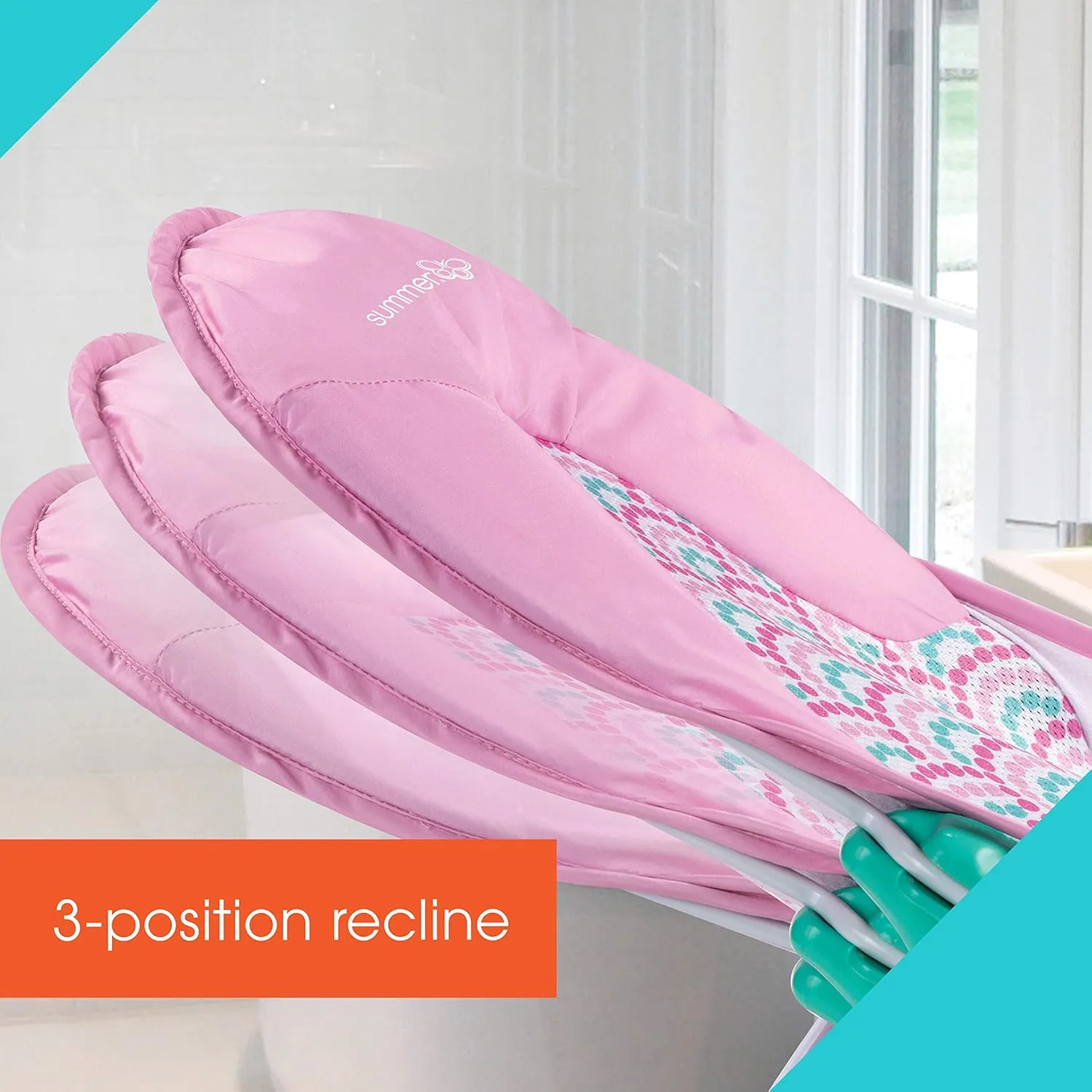 Summer Infant Deluxe Baby Bath Seat, Adjustable Support for Sink or Bathtub, Includes 3 Reclining Positions - Bubble Waves