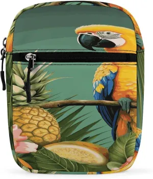 Summer Parrot Pineapple Bird Small Satchel Mini Crossbody Sling Bag Shoulder Bag for Men Women Workout Travelling