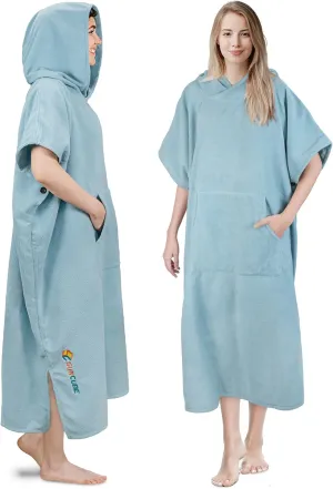 SUN CUBE Surf Poncho Changing Robe with Hood | Absorbent Quick Dry Microfiber Wetsuit Changing Towel with Pocket for Surfing Men Women