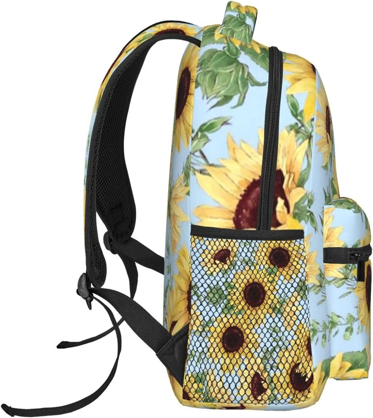Sunflower Blue Floral Backpack Laptop Backpack Sports Travel Shoulder bag Light casual backpack