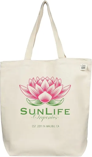 SunLife Organics Canvas Cotton Tote Bag for Women, Reusable Grocery Shopping Bag, Washable Beach Tote Bag, Eco-Friendly Cloth Bag, Natural Color