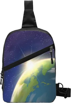 Sunrise Earth Space Sling Bag for Men Women, Small Crossbody Sling Backpack Shoulder Chest Bag, Anti Theft Travel Hiking Sports