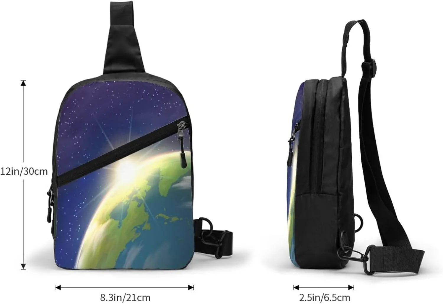 Sunrise Earth Space Sling Bag for Men Women, Small Crossbody Sling Backpack Shoulder Chest Bag, Anti Theft Travel Hiking Sports
