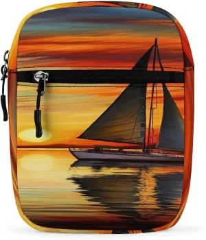 Sunrise Sailing Boat Small Satchel Mini Crossbody Sling Bag Shoulder Bag for Men Women Workout Travelling
