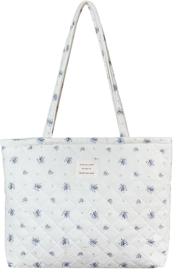 Sunwel Fashion Top Zipper Women Floral Quilted Tote Bag for Work Travel Gym Shopping Beach