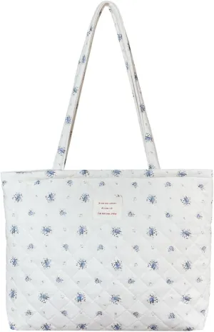 Sunwel Fashion Top Zipper Women Floral Quilted Tote Bag for Work Travel Gym Shopping Beach