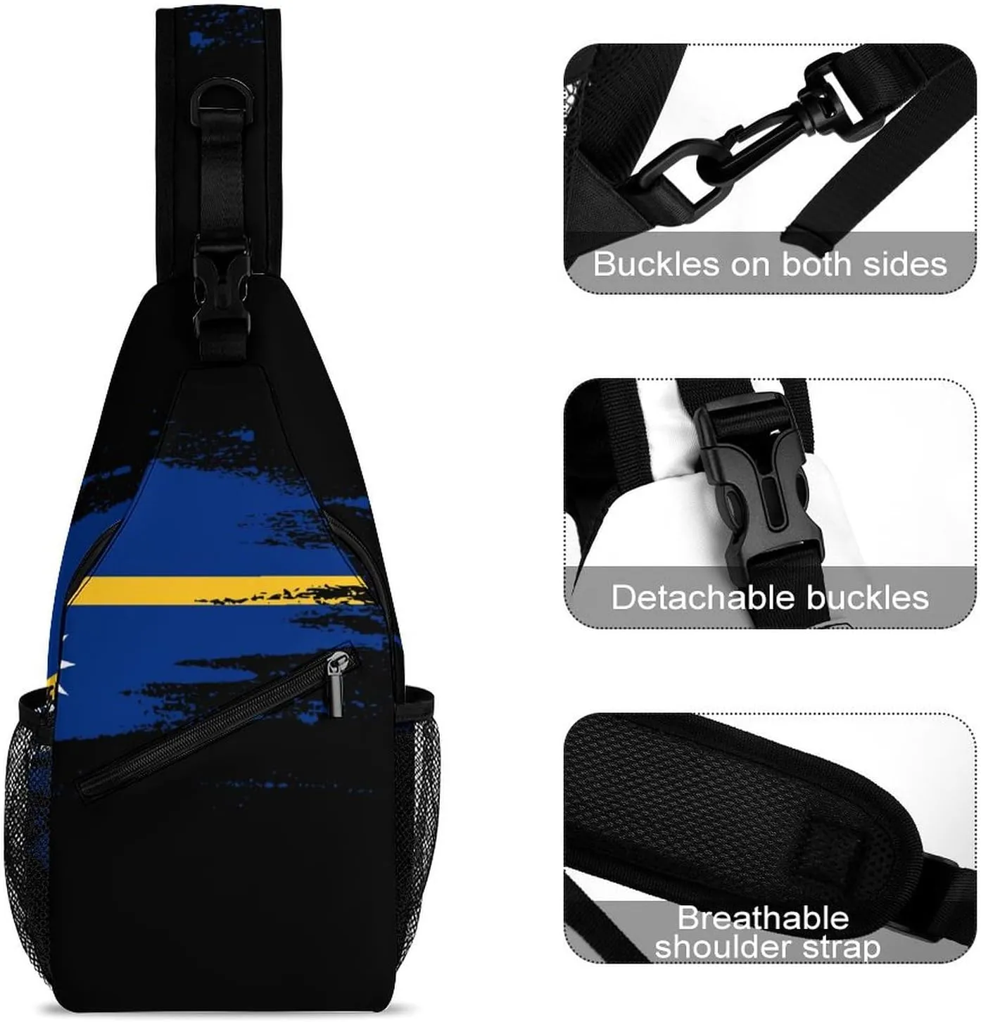 Swaziland Flag Painted Sling Bag Crossbody Chest Bag Shoulder Bag For Travel Hiking Cycling Camping