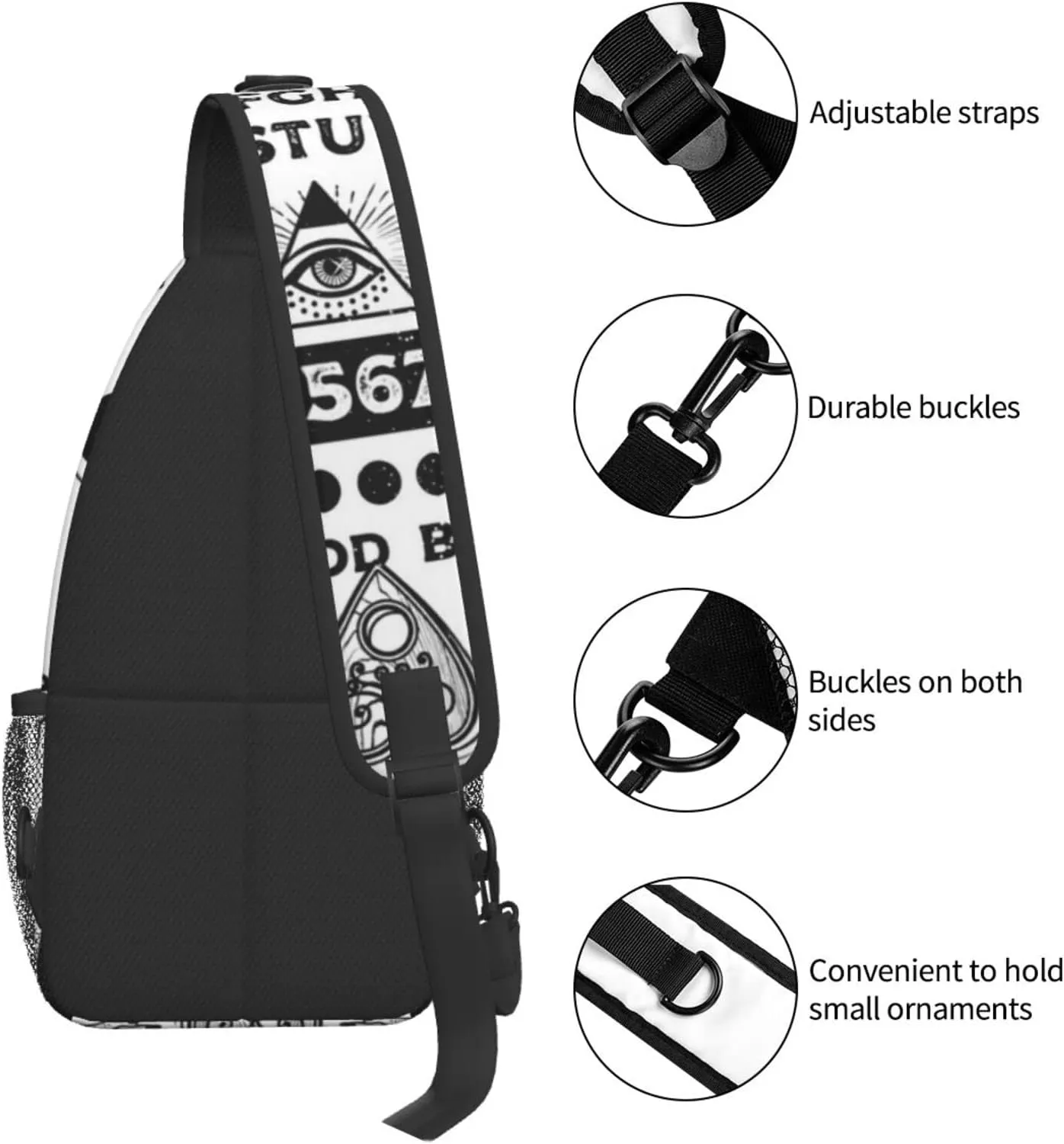 SWEET TANG Men and Women Sling Bag Chest Daypack Board With Skull Occultism Set Shoulder Backpack Crossbody for Hiking Camping Running Large Capacity Anti-Theft Rucksack