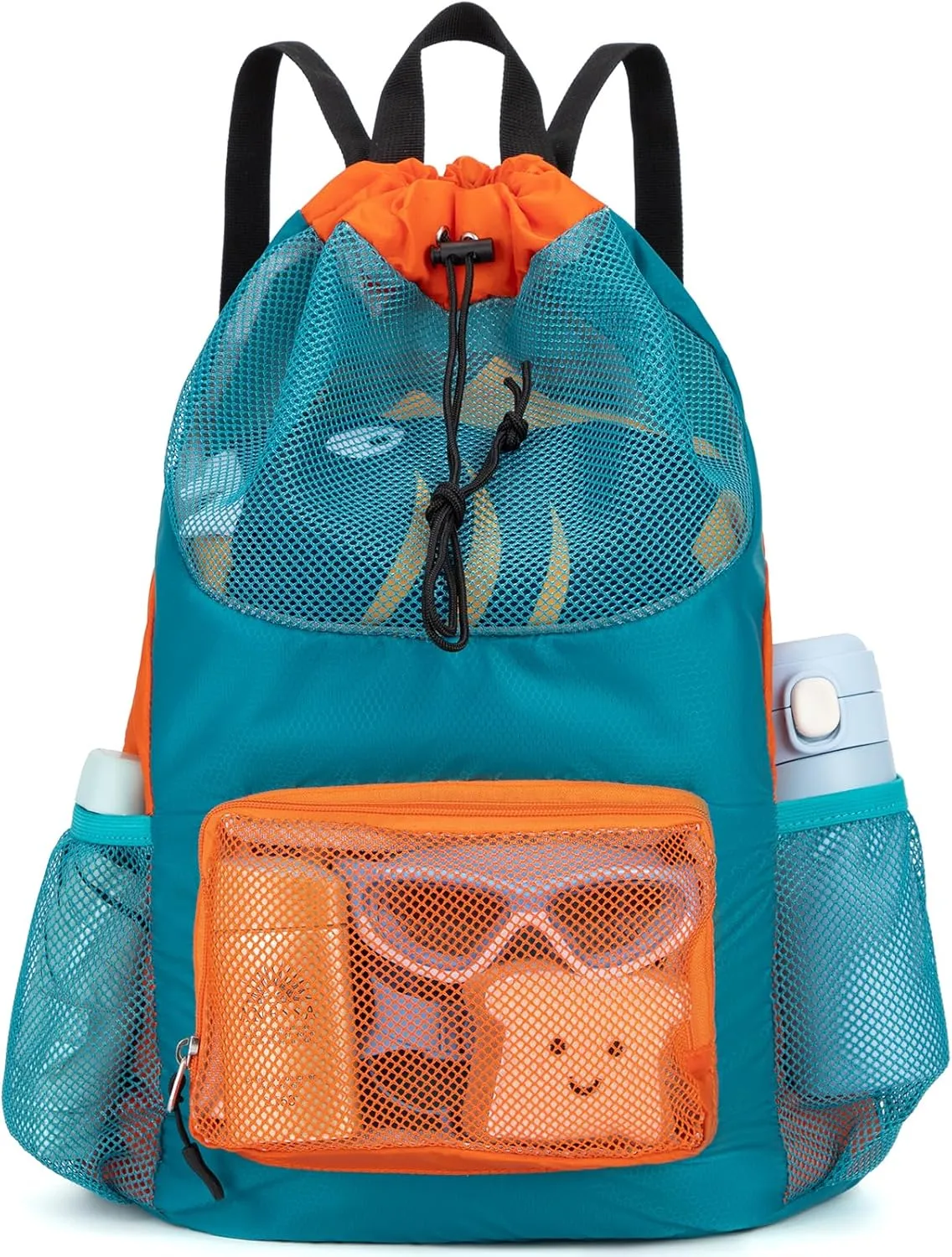 Swim Bag for Kids Drawstring Backpack for Boys Lightweight Mesh Beach Backpack Swimming Pool Sports Gym String Bag Green
