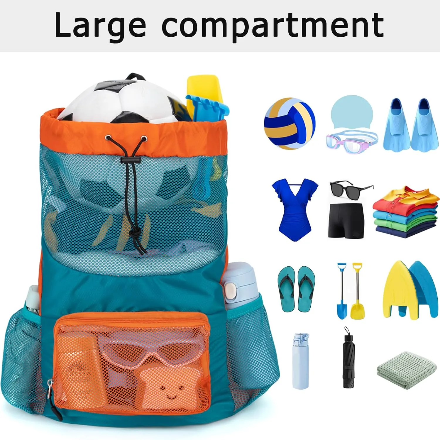 Swim Bag for Kids Drawstring Backpack for Boys Lightweight Mesh Beach Backpack Swimming Pool Sports Gym String Bag Green