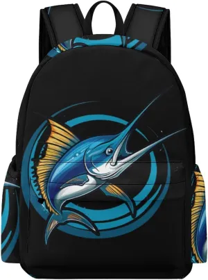 Swordfish Sport Fishing Marlin Sailfish Billfish Travel Backpack Lightweight Laptop Backpack Casual Daypacks Shoulder Purse Bags for Men Women