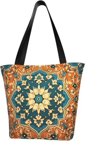 Symmetrical floral pattern Women's fashion shoulder bag, shopping handbag, suitable for weekend travel shopping shoulder bag messenger bag
