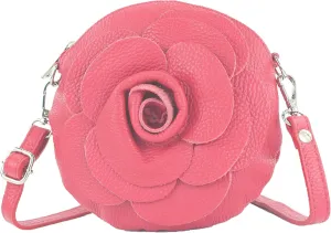 T225 - Leather Shoulder Bag, Floral Pattern, Small Size
