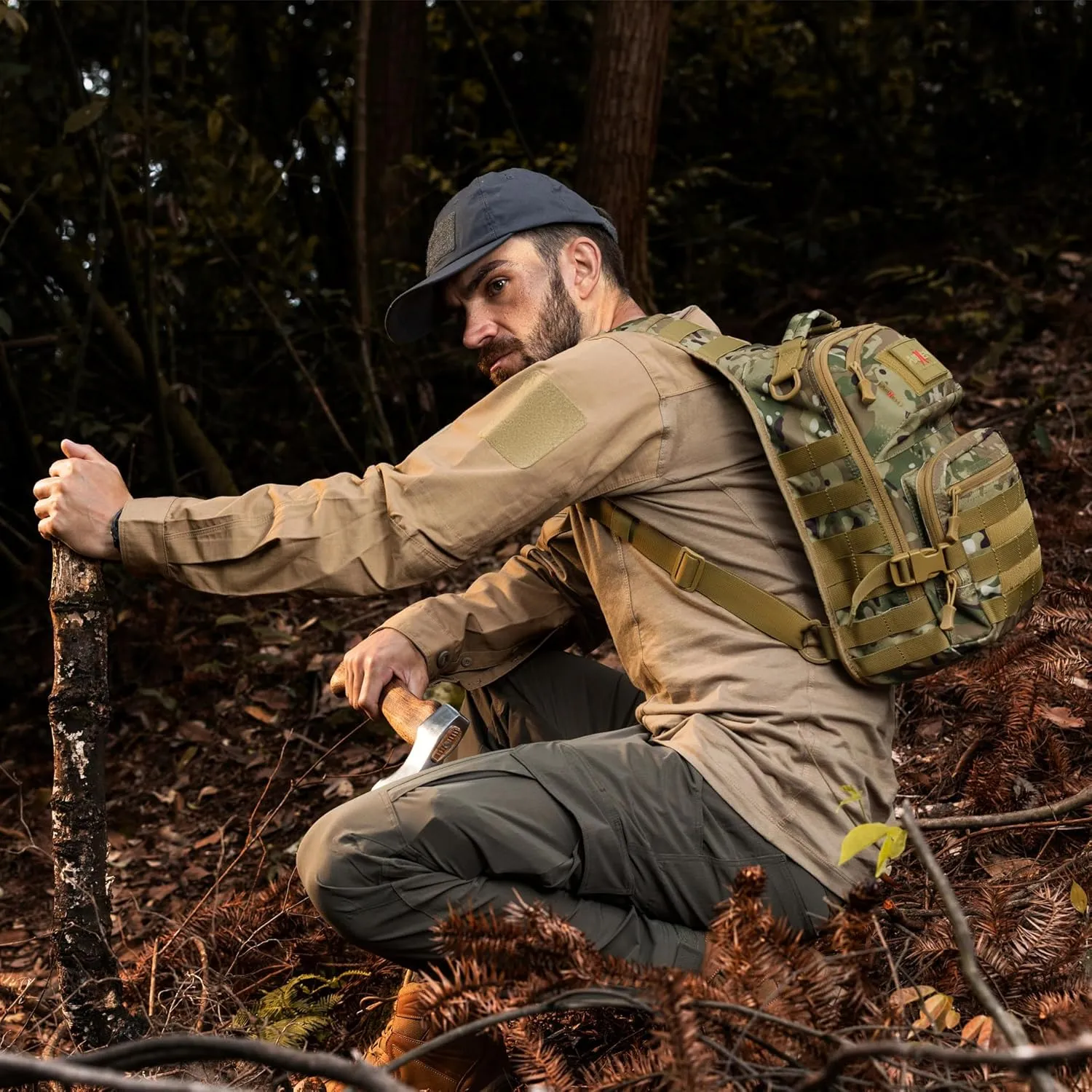 Tactical Sling Bag Pack Military Army Shoulder Cross Body Molle Edc Single One Strap Crossbody Backpack 15L (Camo)