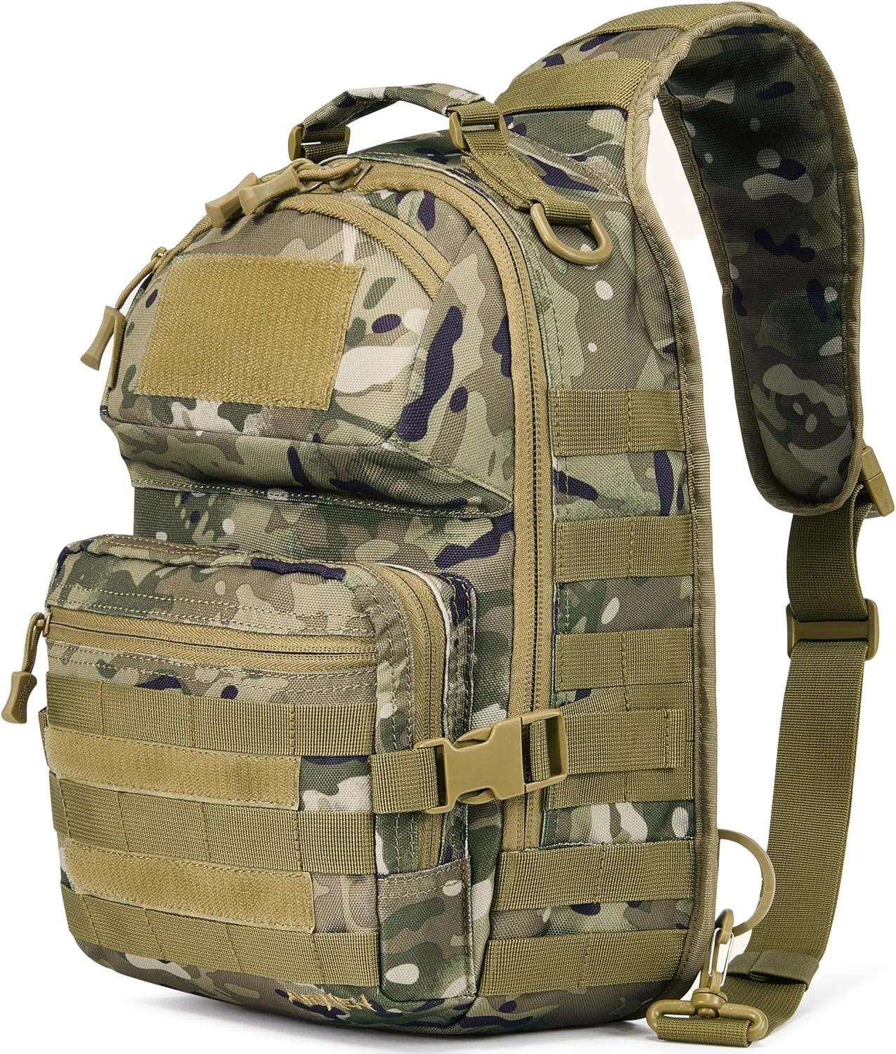 Tactical Sling Bag Pack Military Army Shoulder Cross Body Molle Edc Single One Strap Crossbody Backpack 15L (Camo)