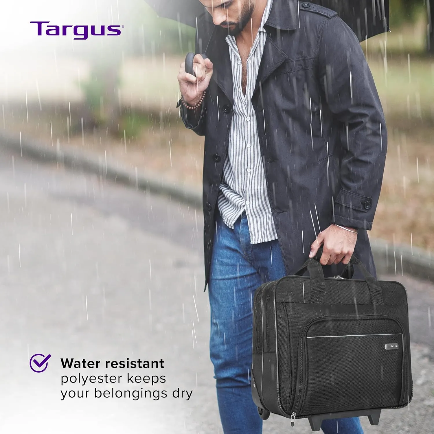 Targus 16 inch Rolling travel laptop case, Black - Travel briefcase and small rolling bag - Spacious foam padded laptop case 16" (TBR003US)