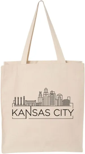 TeesAndTankYou Skyline Kansas City Missouri Canvas Tote Bag Reusable Grocery Bag for Shopping and Travel