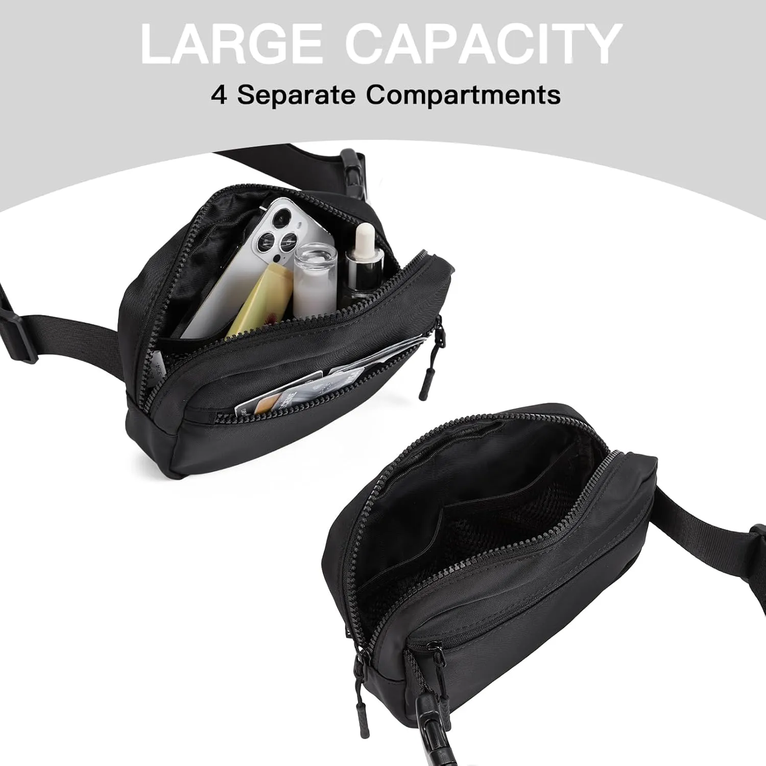 Telena Fanny Packs Crossbody Belt Bag Cross Body Bag Fashionable for Women with Adjustable Strap Black