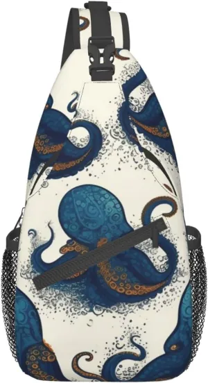 Tentacles octopus Crossbody Sling Backpack Sling Bag for Women Hiking Daypack Chest Bag Shoulder Bag