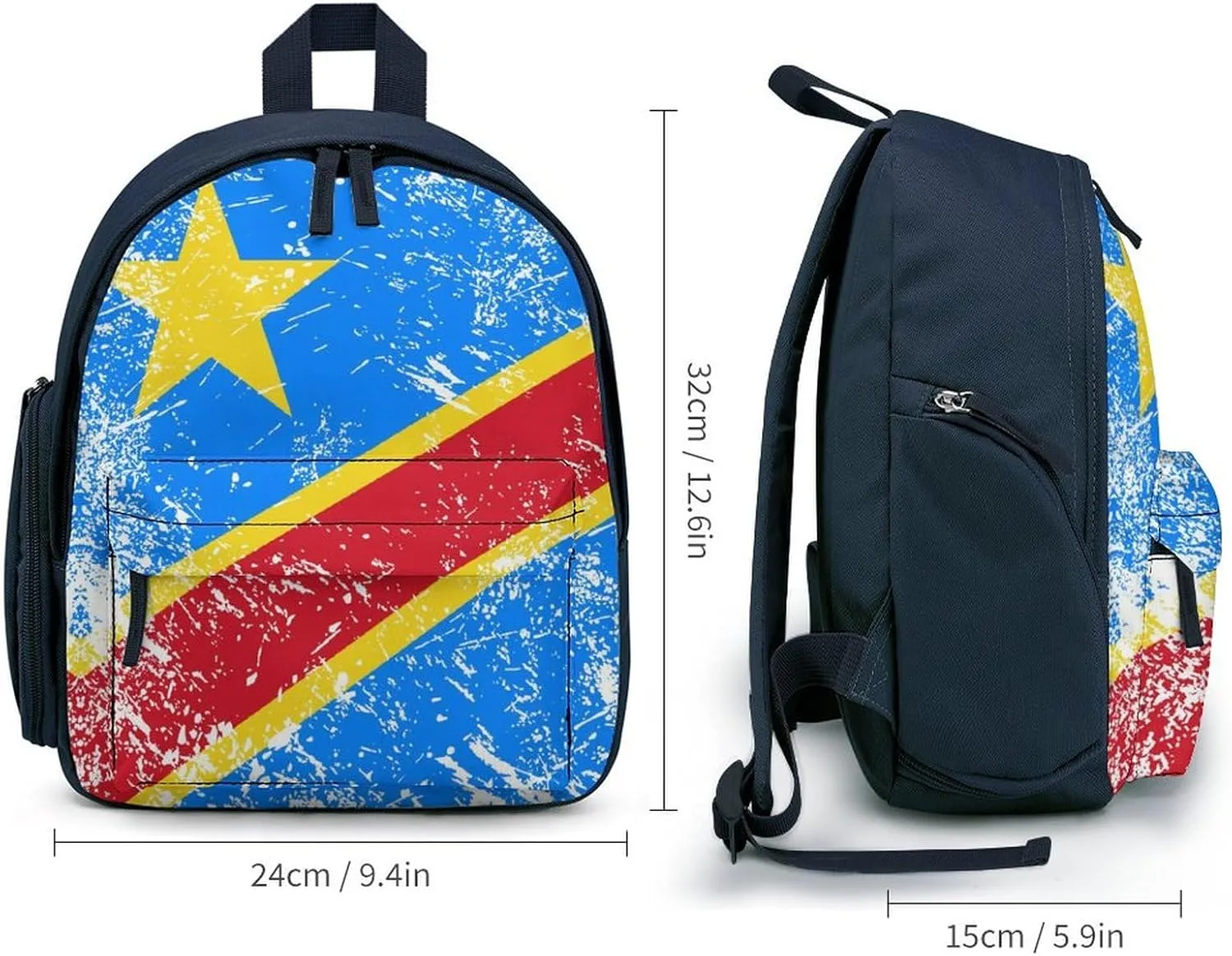 The Democratic Republic of The Congo Simple Backpack Lightweight Cute Printing Shoulder Bag Family Travel Blue-style