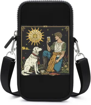 The Fool Major Arcana Tarot Mystical Witchy Cell Phone Purse Small Cross-body Bags Portable Shoulder Bag with Zippered for Women Men