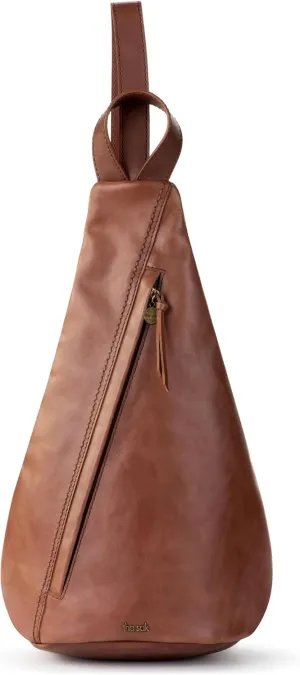 The Sak Geo Sling Backpack in Leather, Convertible Design, Teak