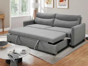 THSUPER 87-Inch King Size Convertible Sleeper Sofa Bed, Comfortable Pull-Out Futon Loveseat for RV Small Spaces, Hide-A-Bed Fold Out Couch - Grey