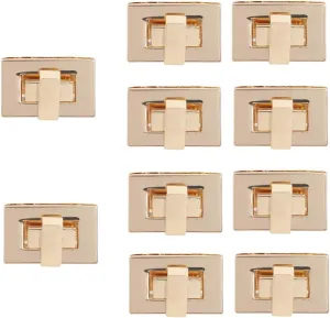 TOPTIE 10 Sets Purse Clutches Closure 27 x 17mm, Golden Rectangle Twist Turn Lock for Handbag Making