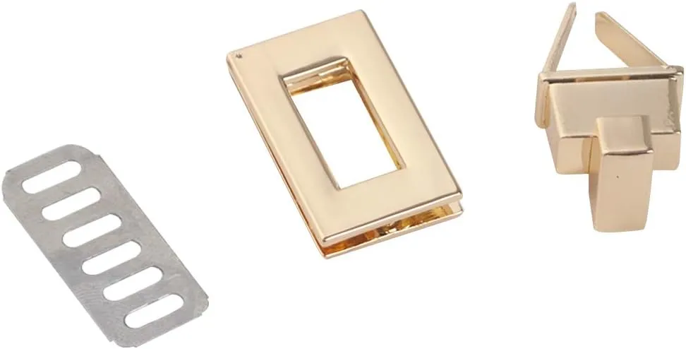 TOPTIE 10 Sets Purse Clutches Closure 27 x 17mm, Golden Rectangle Twist Turn Lock for Handbag Making
