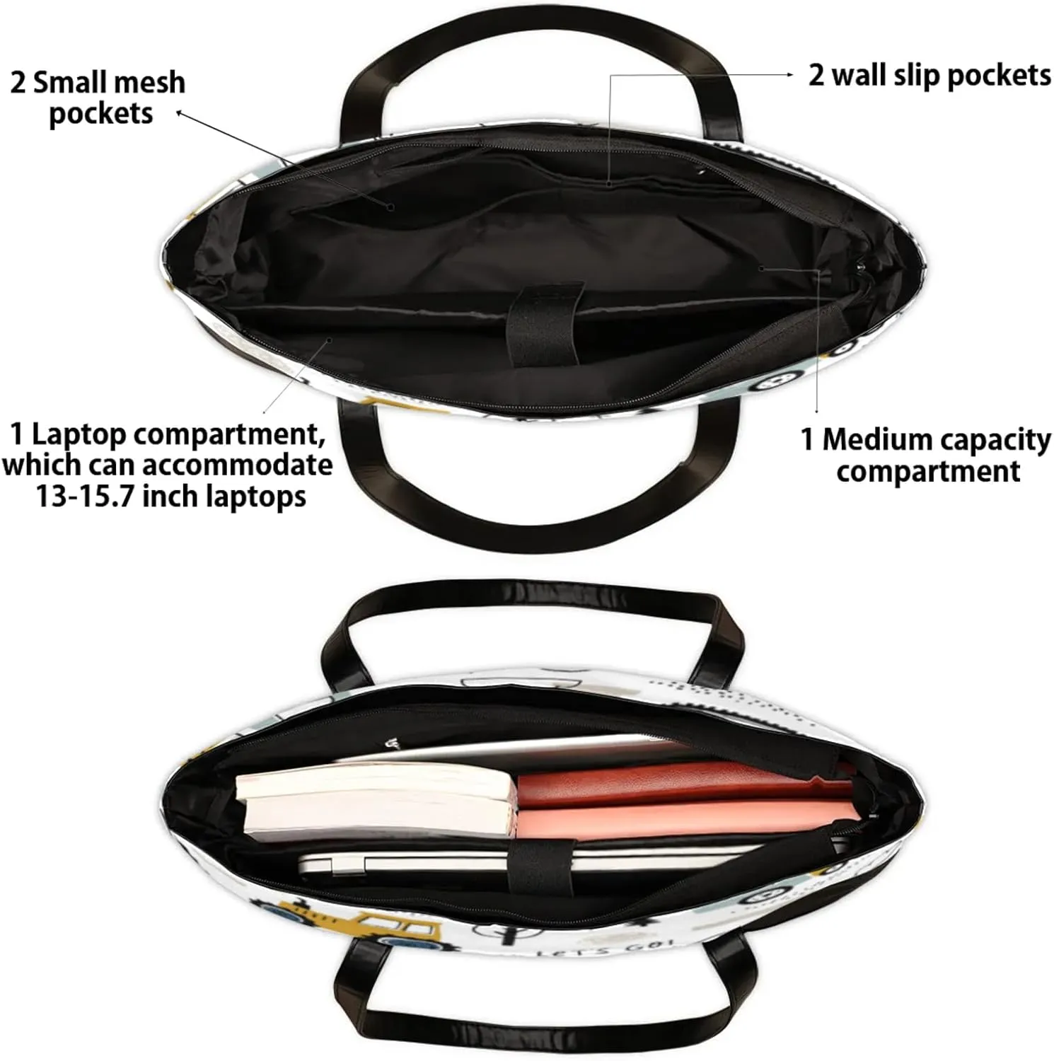 Tote Bag for Women with Zipper, Laptop Tote Bags Laptop Sleeve Case Shoulder Bag Messenger Bags