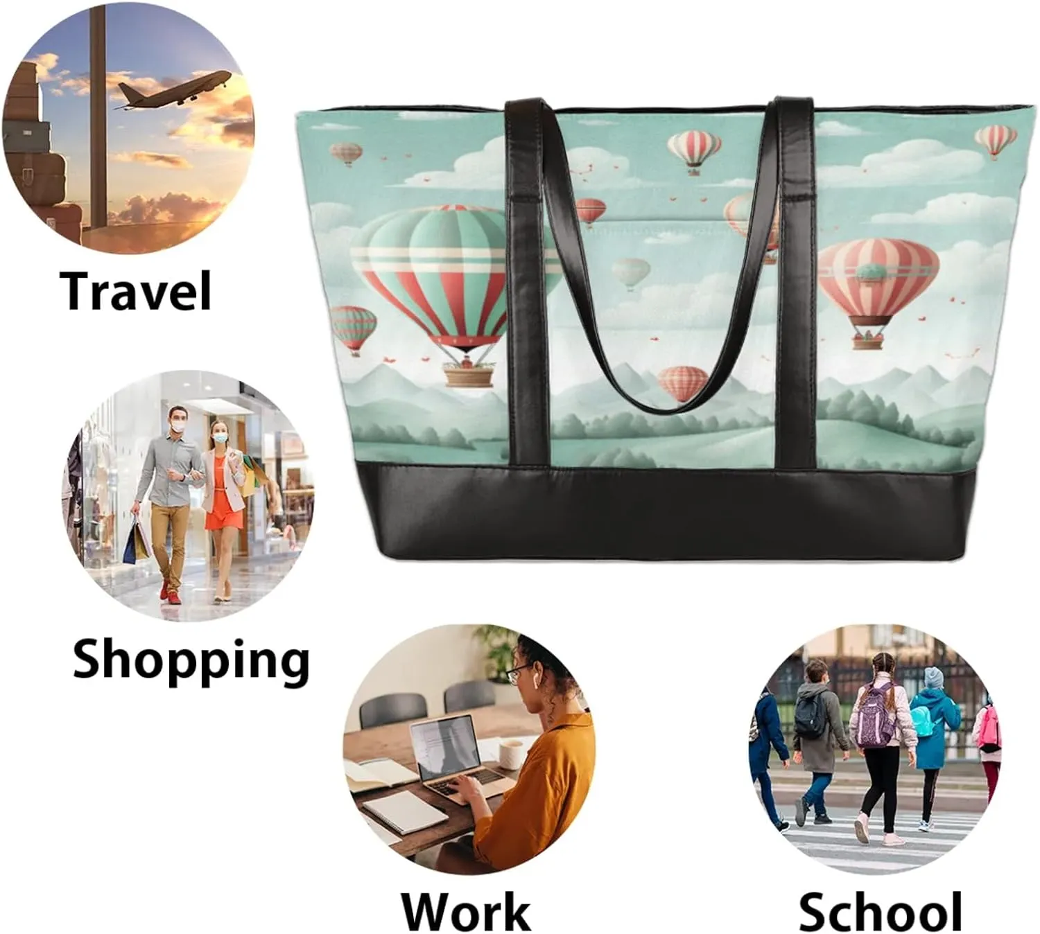 Tote Bag for Women with Zipper, Laptop Tote Bags Laptop Sleeve Case Shoulder Bag Messenger Bags