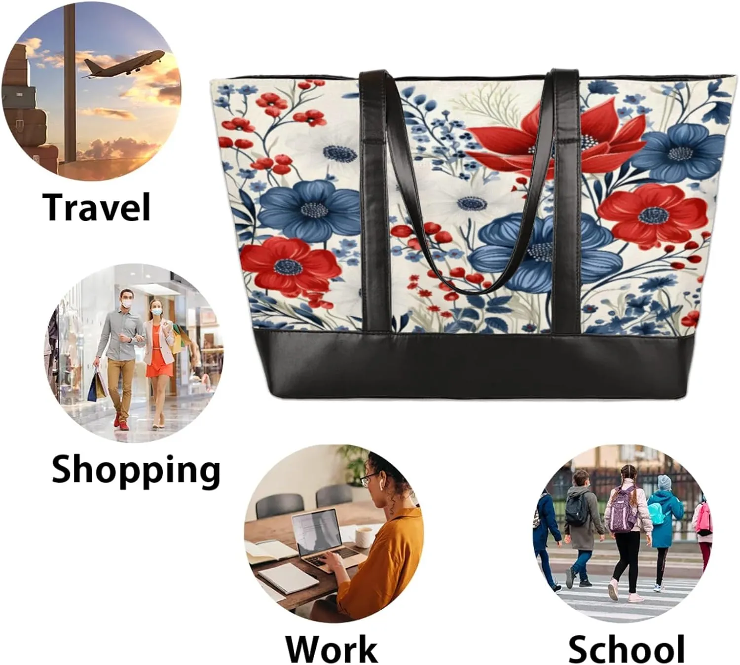 Tote Bag for Women with Zipper, Laptop Tote Bags Laptop Sleeve Case Shoulder Bag Messenger Bags