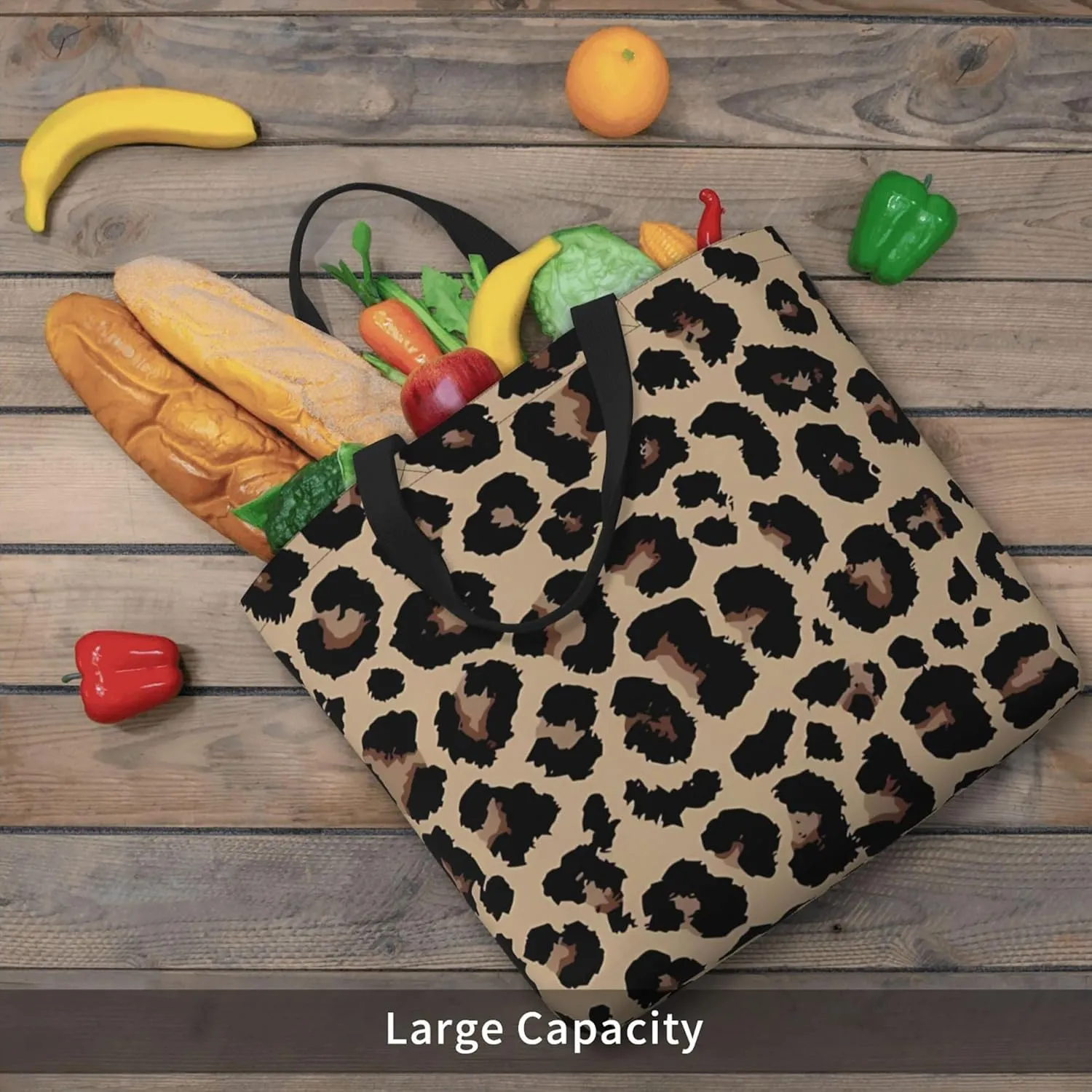 Tote Bag For women Zipper Large Beach Tote Bag Cute Leopard Tote Bag Reusable Travel Work Shopping Tote Bag Purse