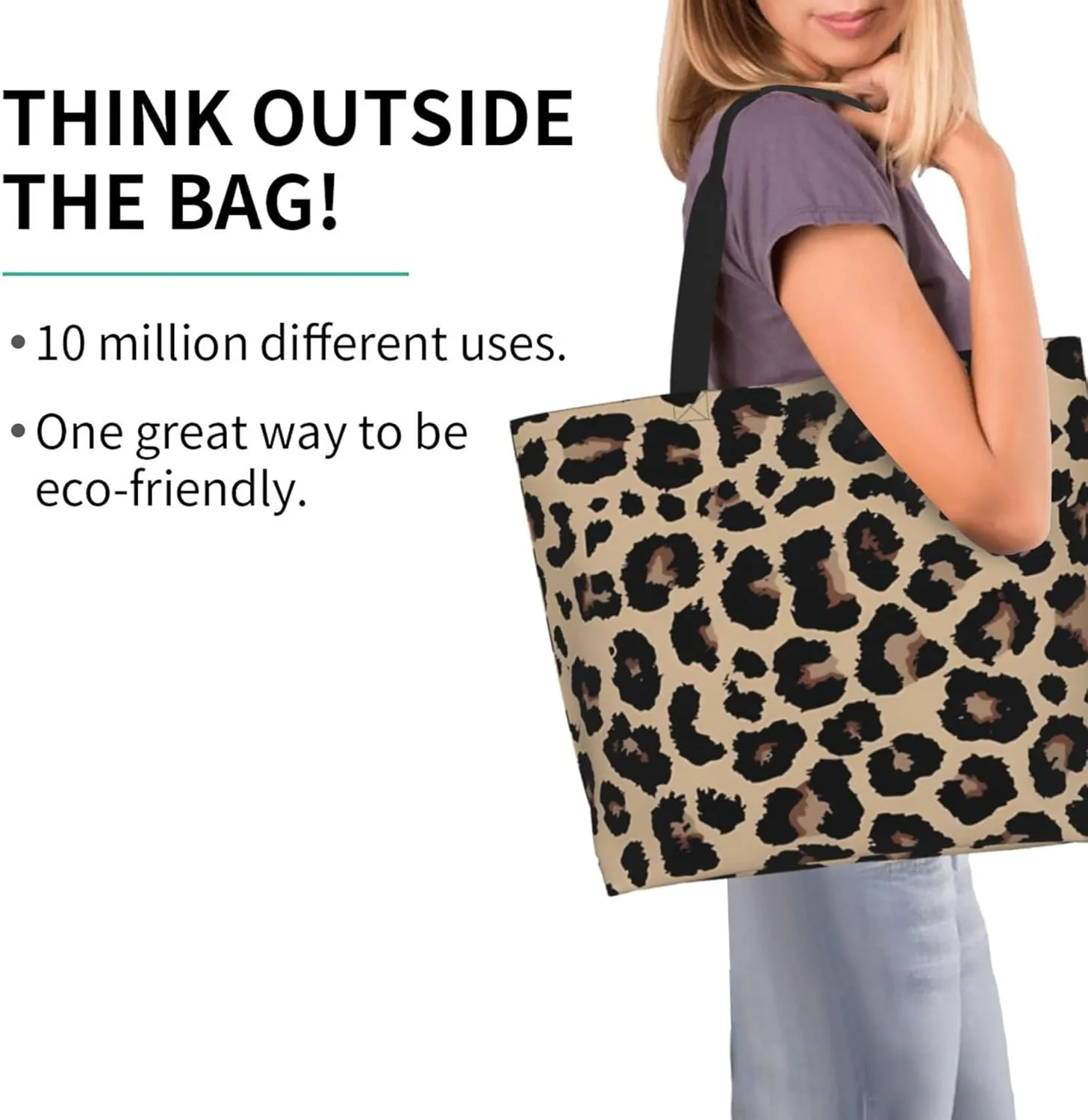 Tote Bag For women Zipper Large Beach Tote Bag Cute Leopard Tote Bag Reusable Travel Work Shopping Tote Bag Purse