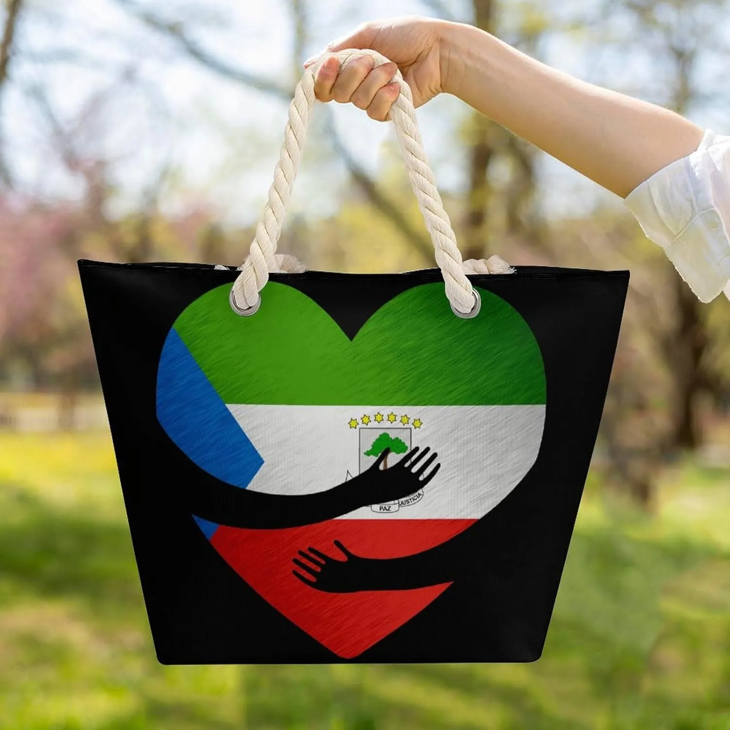 Tote Bag Large Handles Beach Bag with Zipper for Shopping Groceries Travel Outdoors Swim Pool Bag