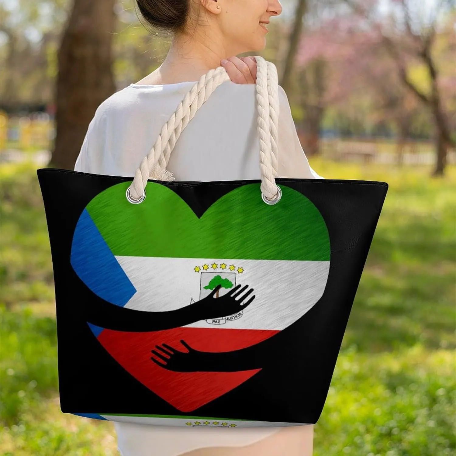 Tote Bag Large Handles Beach Bag with Zipper for Shopping Groceries Travel Outdoors Swim Pool Bag