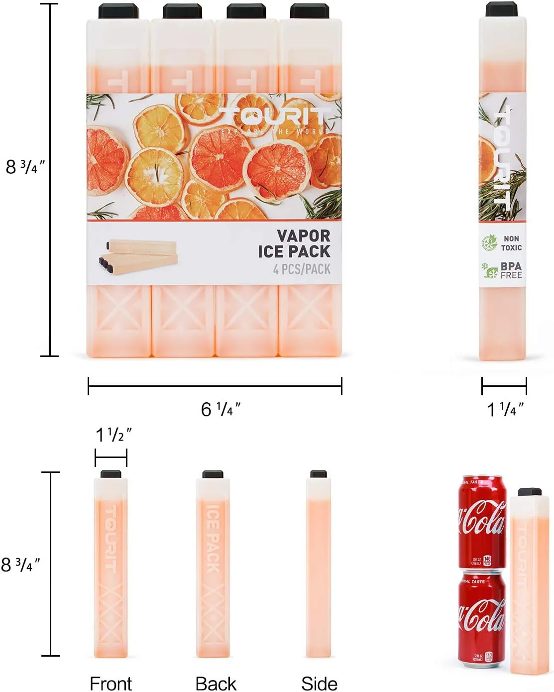 TOURIT Ice Packs for Coolers Reusable Long Lasting Freezer Packs for Lunch Bags/Boxes, Cooler Backpack