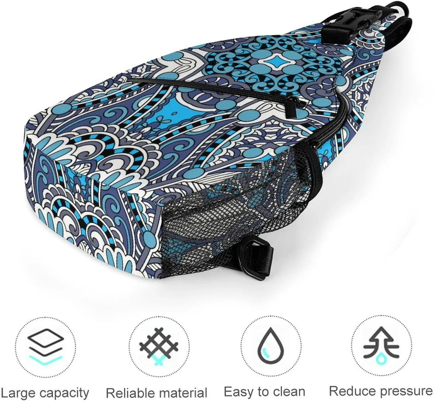 Traditional Floral Theme Sling Backpack, Crossbody Shoulder Bag, Chest Bags for Outdoor Travel Fitness, 38x20cm, Style-3