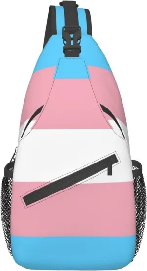 Transgender Pride Flag Sling Bag Crossbody Sling Backpack For Women Men Travel Hiking Daypack Chest Shoulder Bag