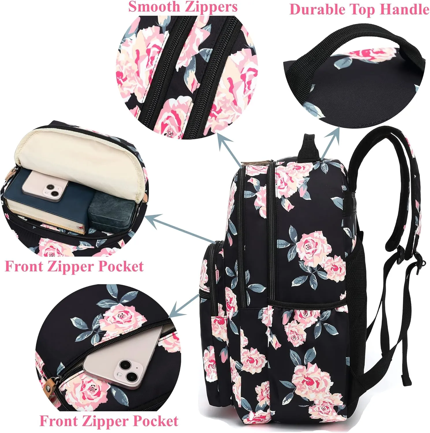 Travel Backpack Water Resistant Laptop Backpacks College Bookbag Flight Approved Carry On Bag Dapack Black