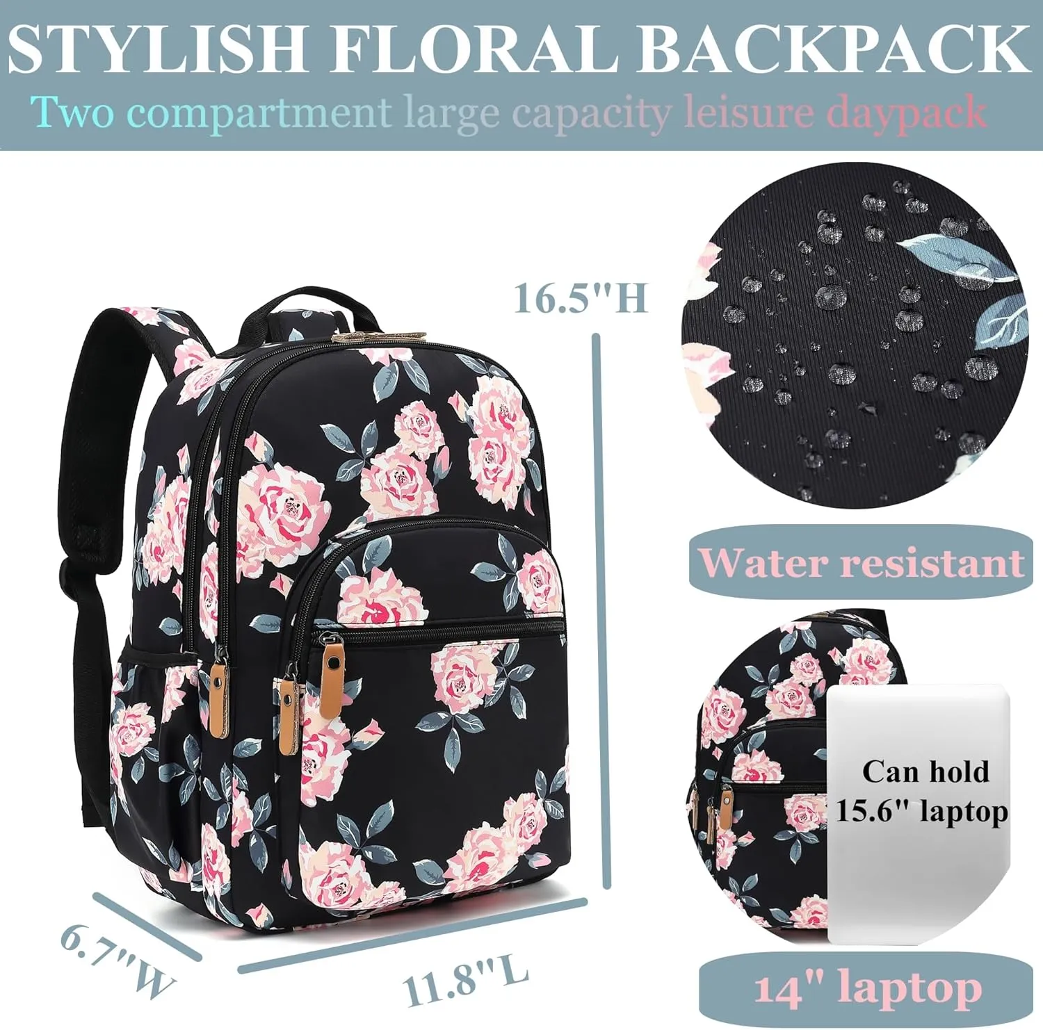 Travel Backpack Water Resistant Laptop Backpacks College Bookbag Flight Approved Carry On Bag Dapack Black