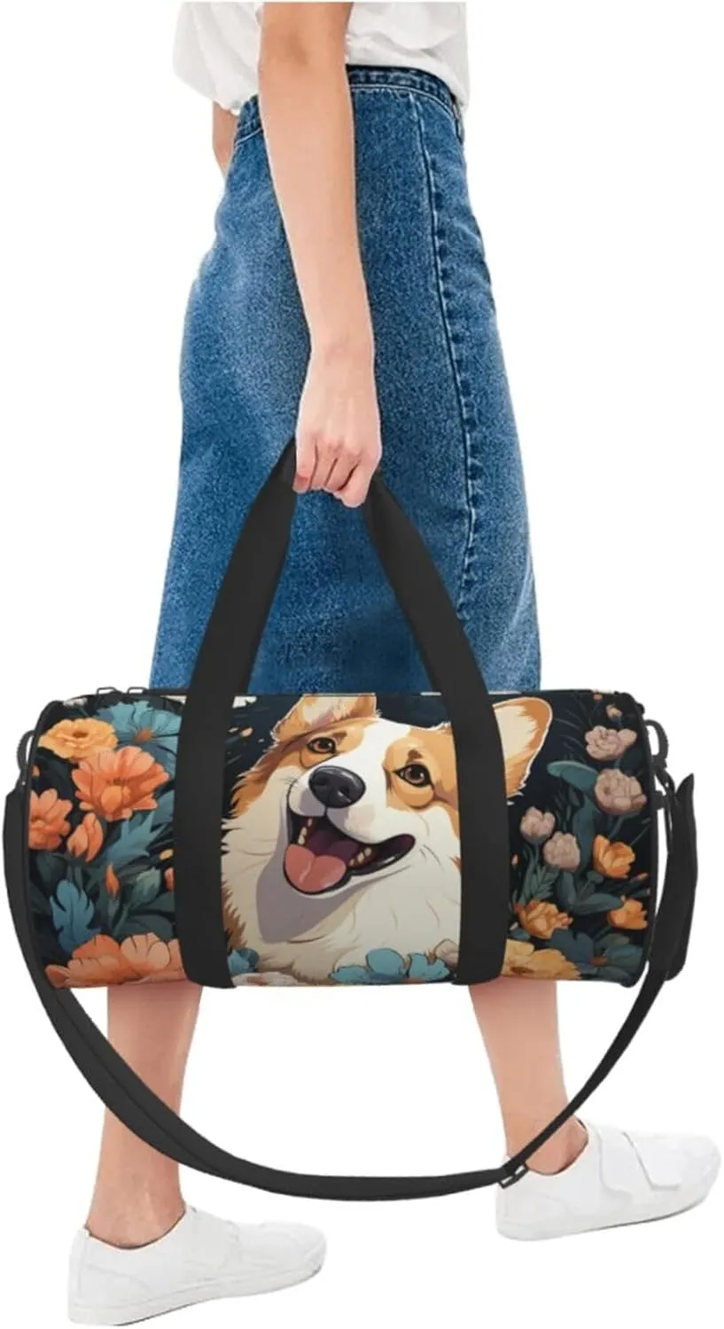 Travel Bag For Women,Corgi Pattern Print Personal Item Duffle Bags,Weekend Travel Duffel Tote Bag,Travel Sport Gym Bag For Men,Airplane Travel Essentials For Flying