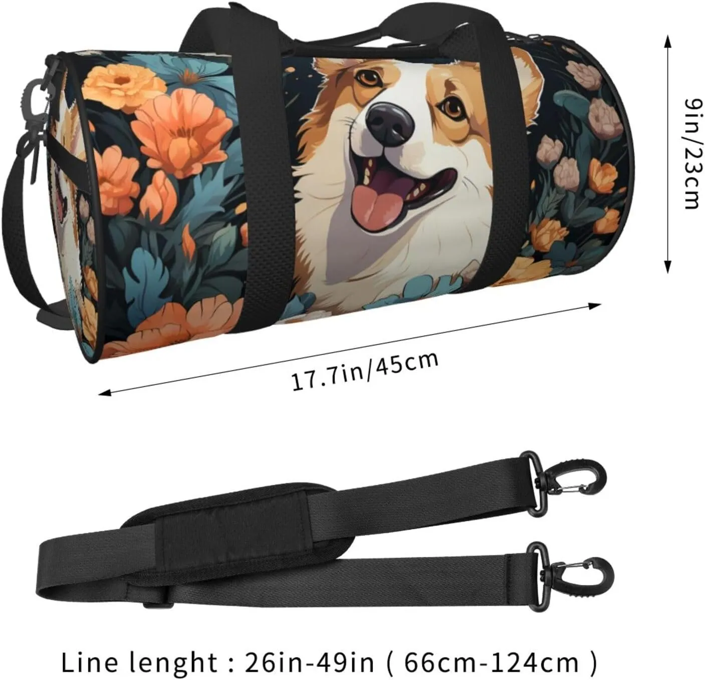 Travel Bag For Women,Corgi Pattern Print Personal Item Duffle Bags,Weekend Travel Duffel Tote Bag,Travel Sport Gym Bag For Men,Airplane Travel Essentials For Flying