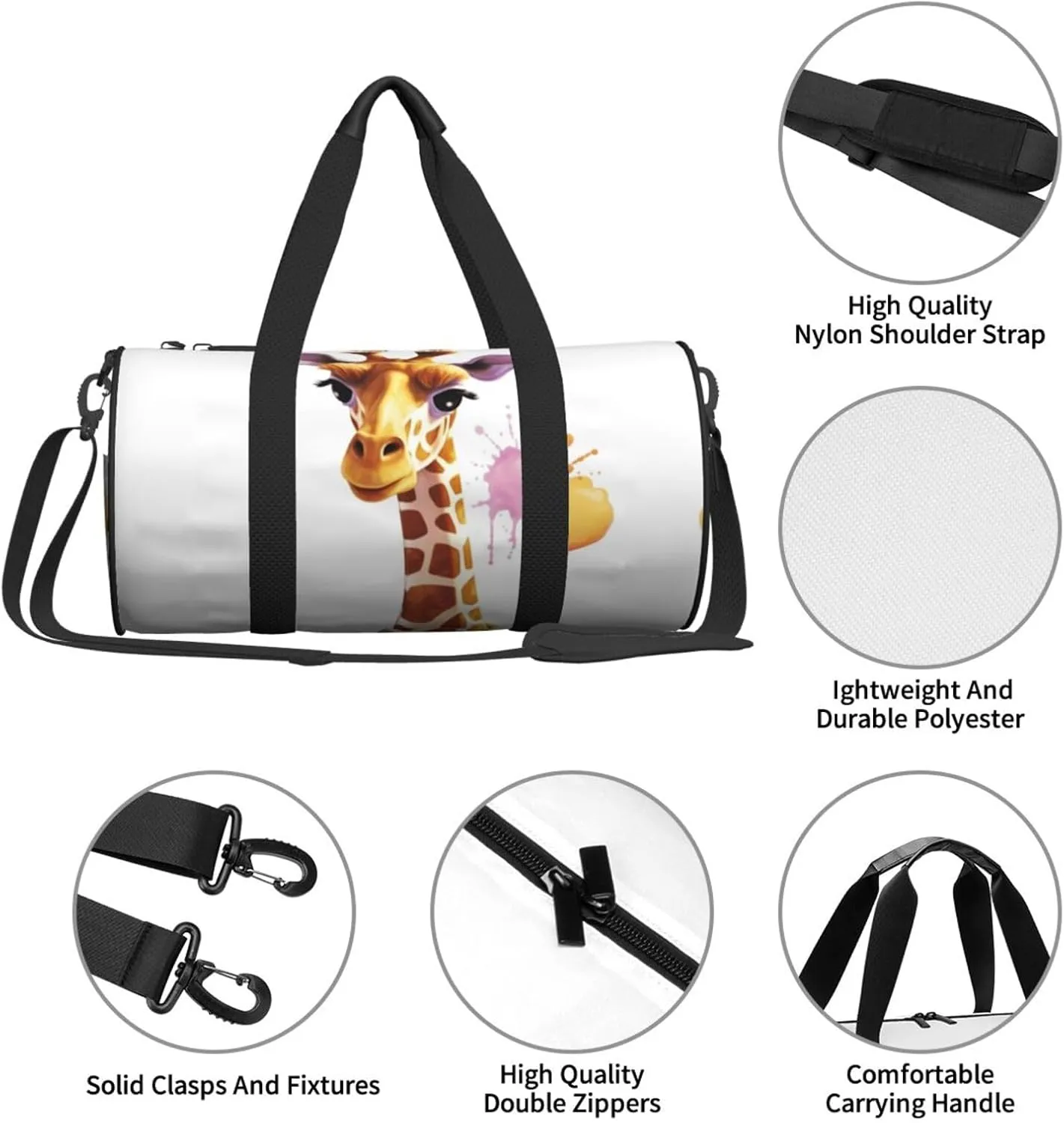 Travel Bag For Women,Giraffe Print Personal Item Duffle Bags,Weekend Travel Duffel Tote Bag,Travel Sport Gym Bag For Men,Airplane Travel Essentials For Flying