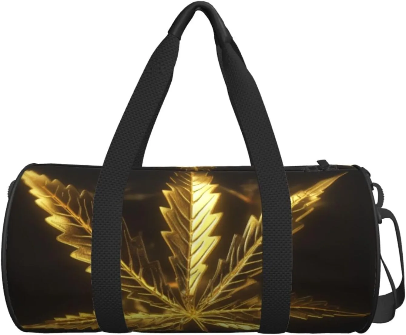 Travel Bag For Women,Golden Cannabis Print Personal Item Duffle Bags,Weekend Travel Duffel Tote Bag,Travel Sport Gym Bag For Men,Airplane Travel Essentials For Flying