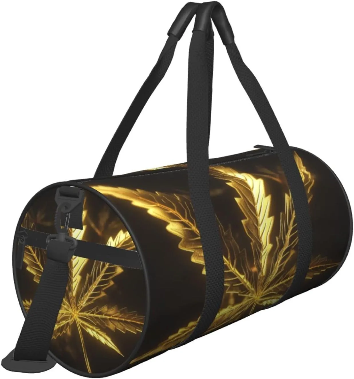Travel Bag For Women,Golden Cannabis Print Personal Item Duffle Bags,Weekend Travel Duffel Tote Bag,Travel Sport Gym Bag For Men,Airplane Travel Essentials For Flying