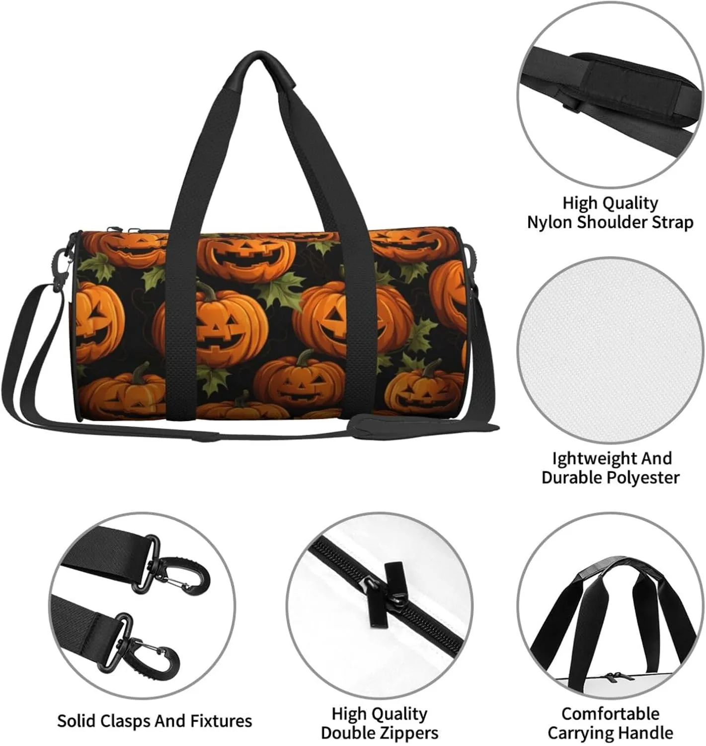 Travel Bag For Women,Halloween Pumpkin Patterns Print Personal Item Duffle Bags,Weekend Travel Duffel Tote Bag,Travel Sport Gym Bag For Men,Airplane Travel Essentials For Flying