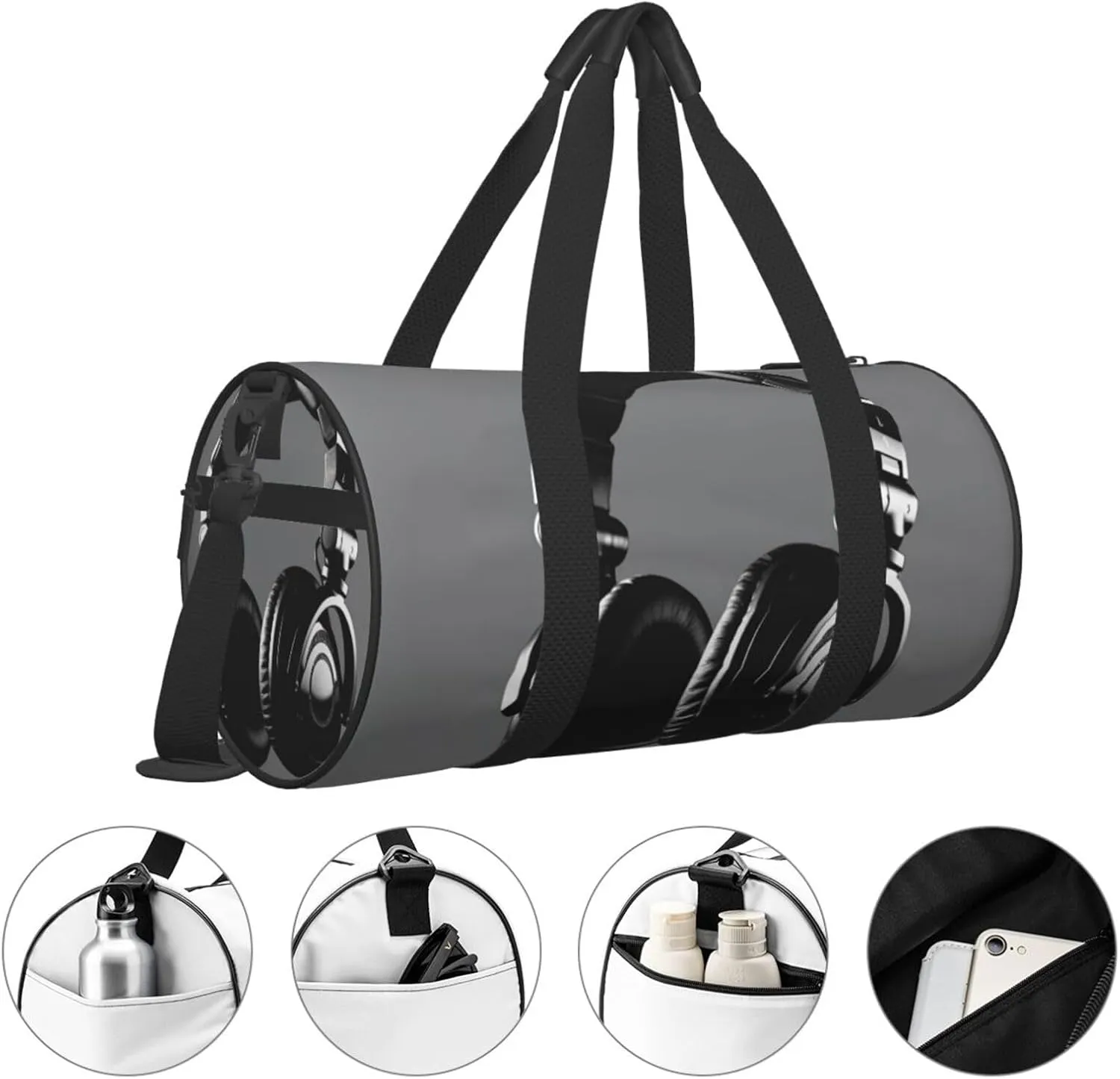 Travel Bag For Women,Headphones Print Personal Item Duffle Bags,Weekend Travel Duffel Tote Bag,Travel Sport Gym Bag For Men,Airplane Travel Essentials For Flying