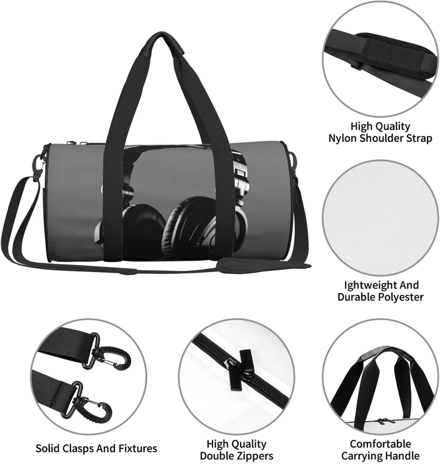Travel Bag For Women,Headphones Print Personal Item Duffle Bags,Weekend Travel Duffel Tote Bag,Travel Sport Gym Bag For Men,Airplane Travel Essentials For Flying