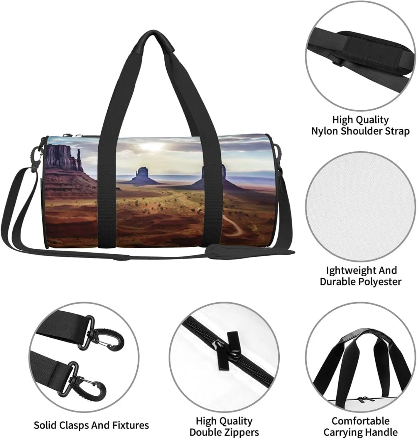 Travel Bag For Women,Landscape Of Monument Valley Print Personal Item Duffle Bags,Weekend Travel Duffel Tote Bag,Travel Sport Gym Bag For Men,Airplane Travel Essentials For Flying